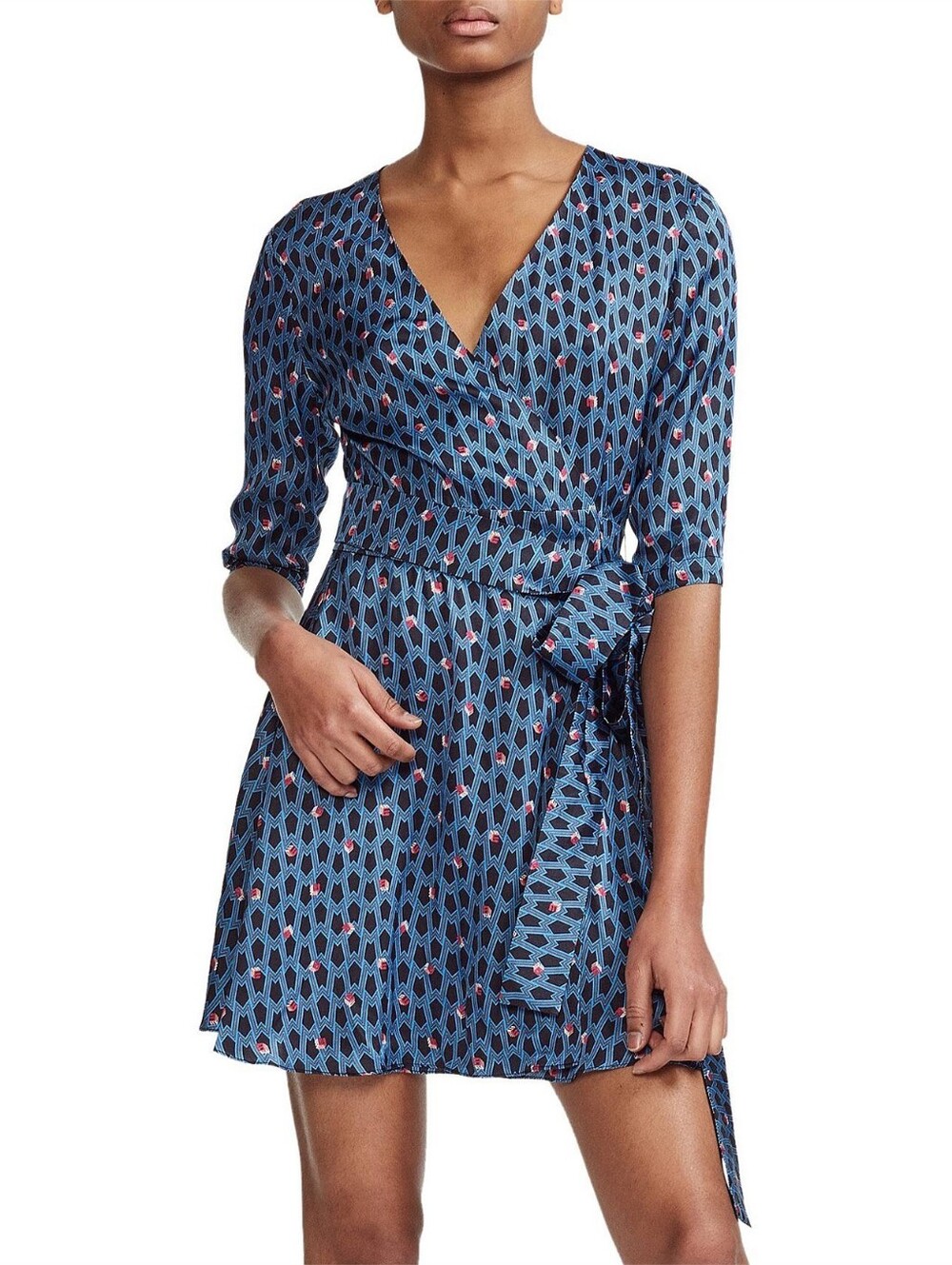 Maje Navy Mini Dress with Pink Accents